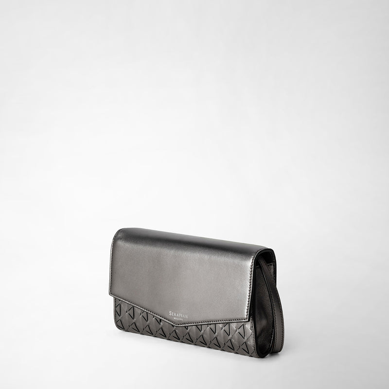 Serapian Clutch with shoulder strap in mosaico ruthenium Vendita calda