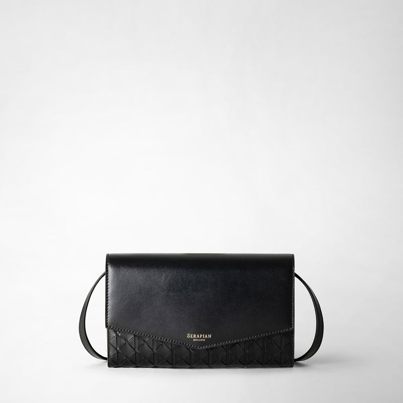 Serapian Clutch con tracolla in mosaico nero Offerta temporanea