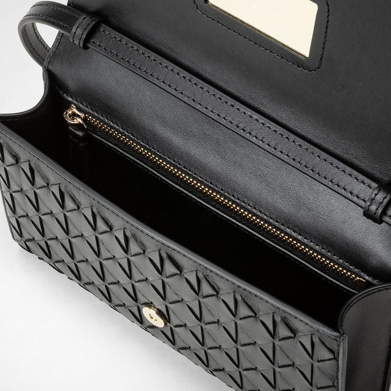 Serapian Clutch con tracolla in mosaico nero Offerta temporanea