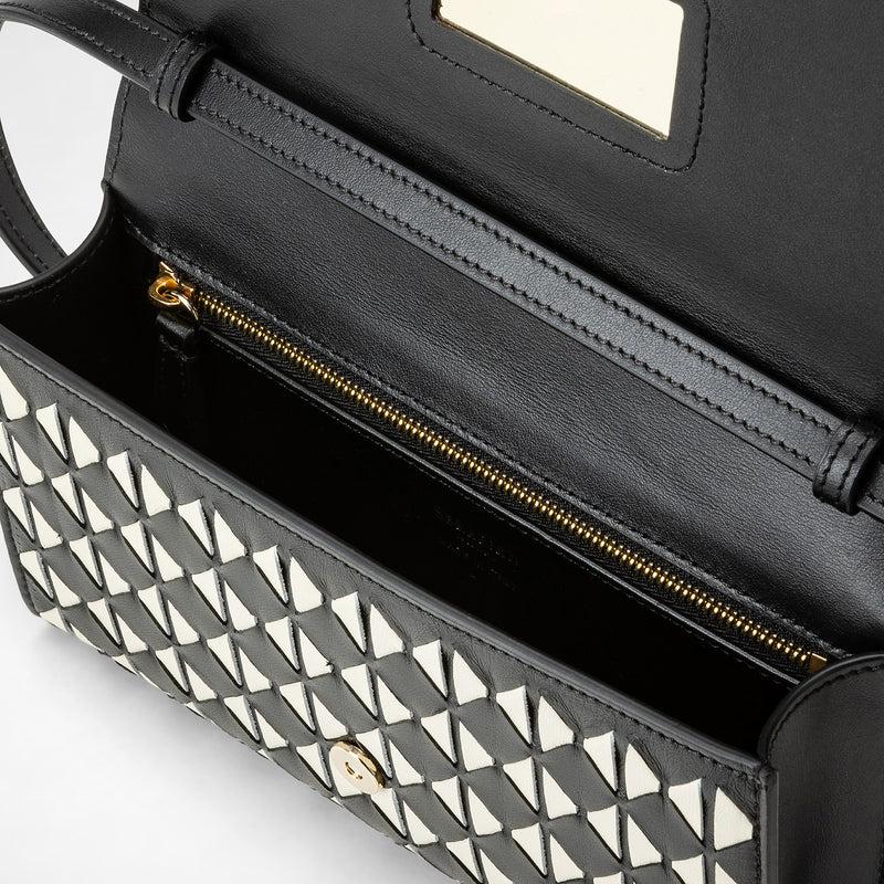 Serapian Clutch con tracolla in mosaico nero-panna Offerte esclusive