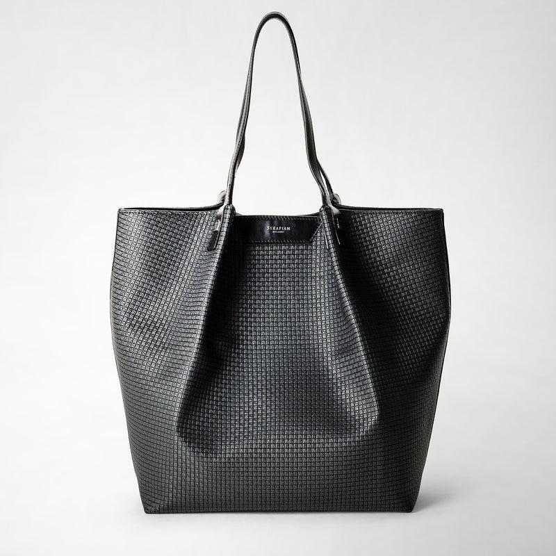 Serapian Vertical secret tote bag in stepan asfalto-nero Offerte stagionali