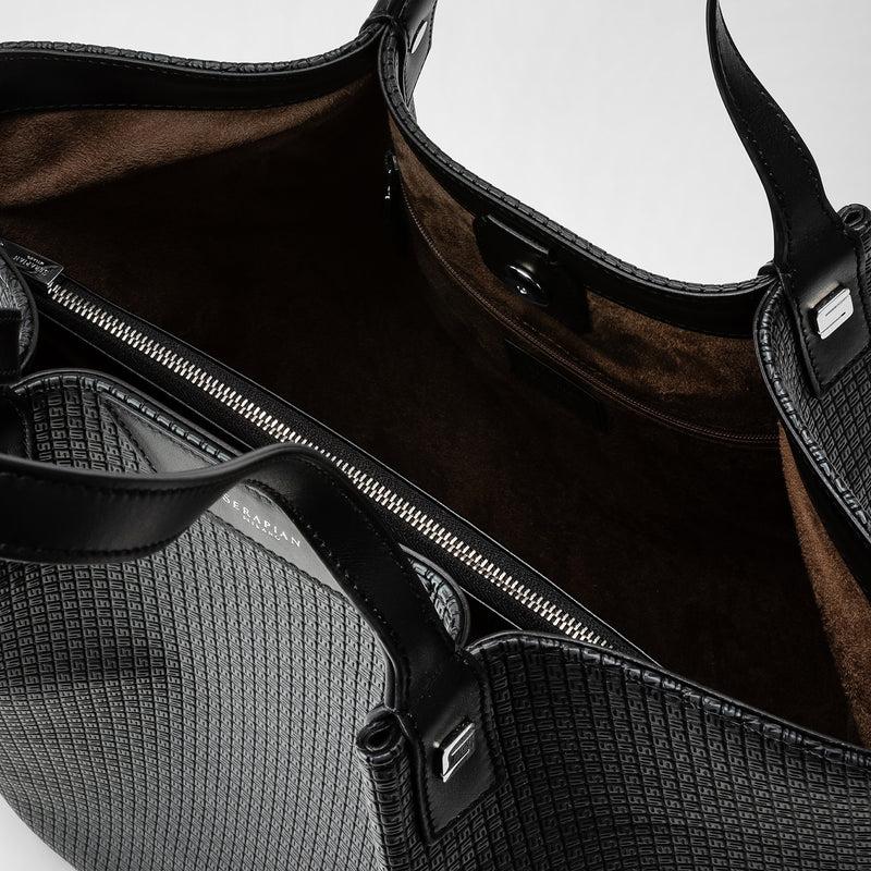 Serapian Vertical secret tote bag in stepan asfalto-nero Offerte stagionali