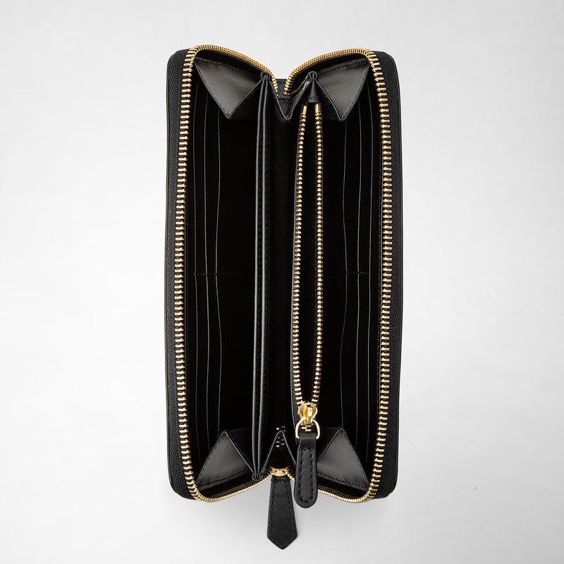 Serapian Portafoglio con zip in mosaico nero-panna Offerta speciale della fabbrica