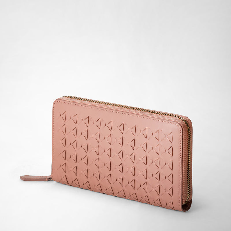 Serapian Portafoglio con zip in mosaico blush Sostegno trimestrale