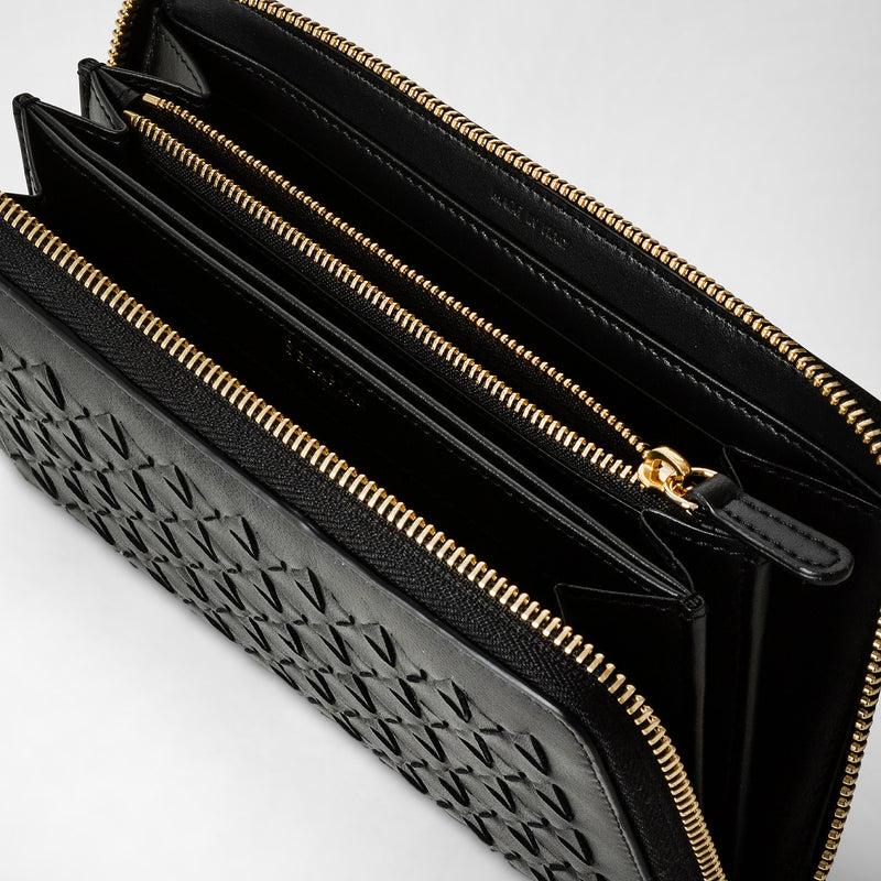Serapian Portafoglio con zip in mosaico nero Fino al 55% di sconto