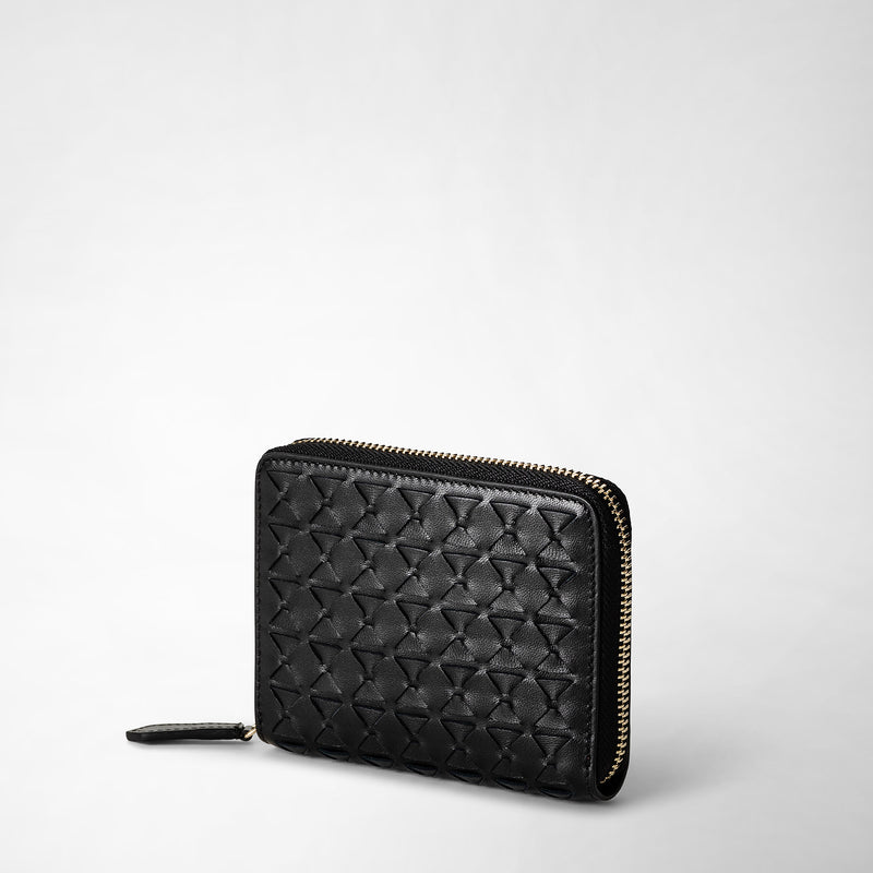 Serapian Portafoglio mini con zip in mosaico nero Italia