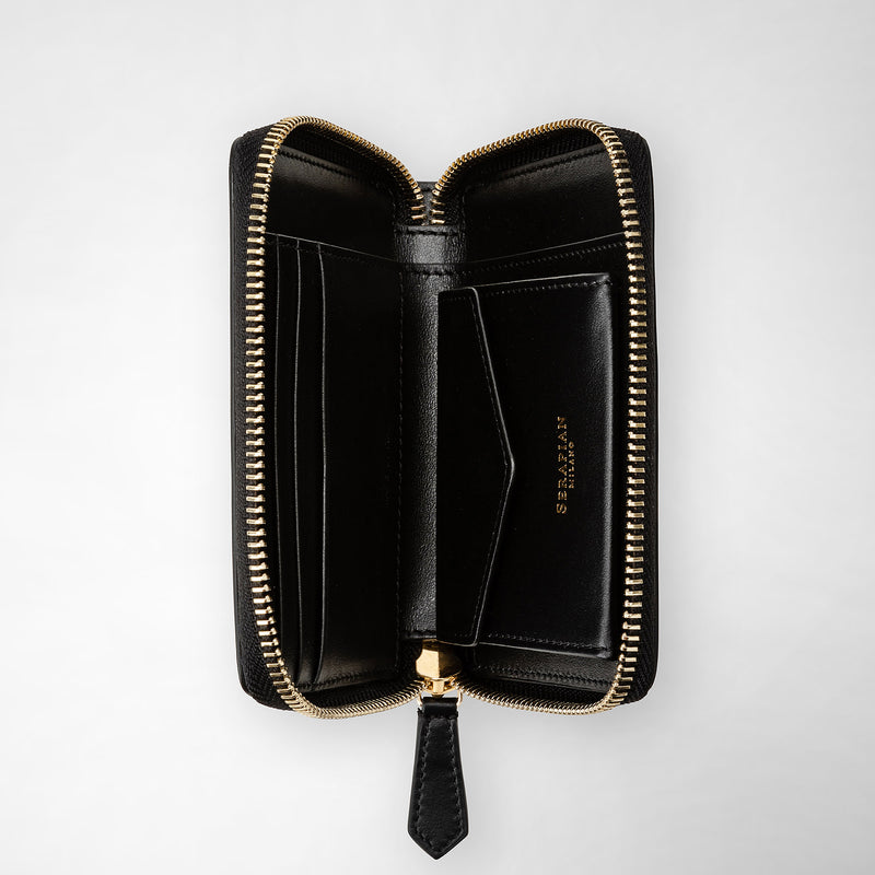 Serapian Portafoglio mini con zip in mosaico nero Italia