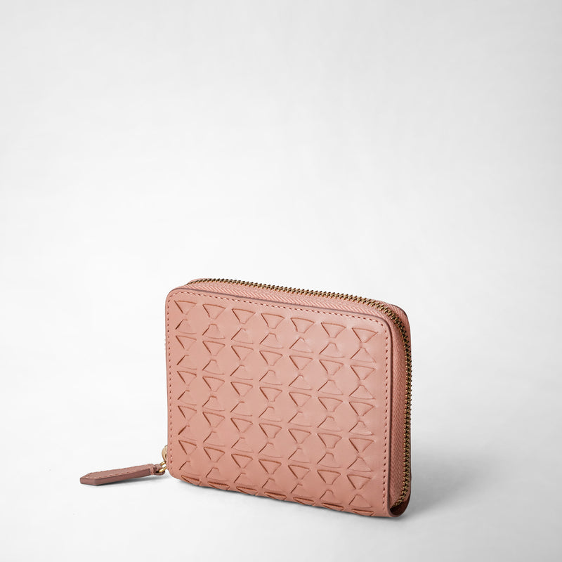 Serapian Portafoglio mini con zip in mosaico blush In Linea