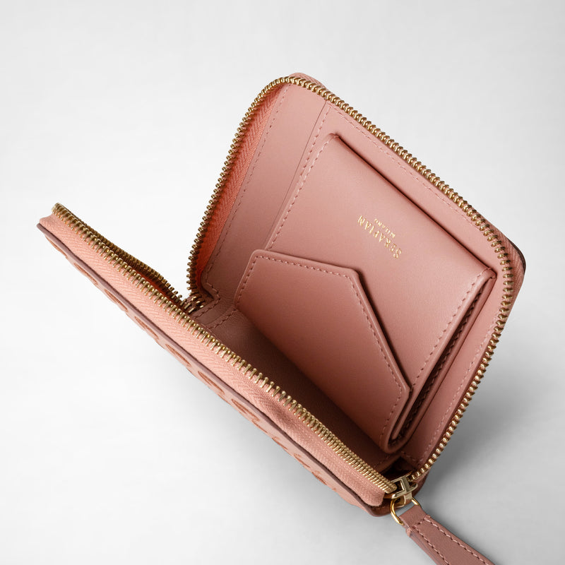 Serapian Portafoglio mini con zip in mosaico blush In Linea