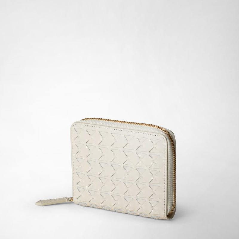 Serapian Portafoglio mini con zip in mosaico panna Nuovo