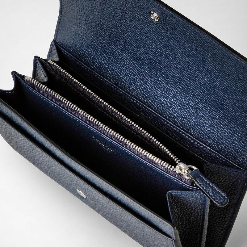 Serapian Portafoglio continental in pelle rugiada blu navy Promozione