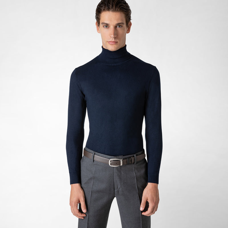 Serapian Cintura reversibile in pelle cachemire nero-espresso Acquista Ora