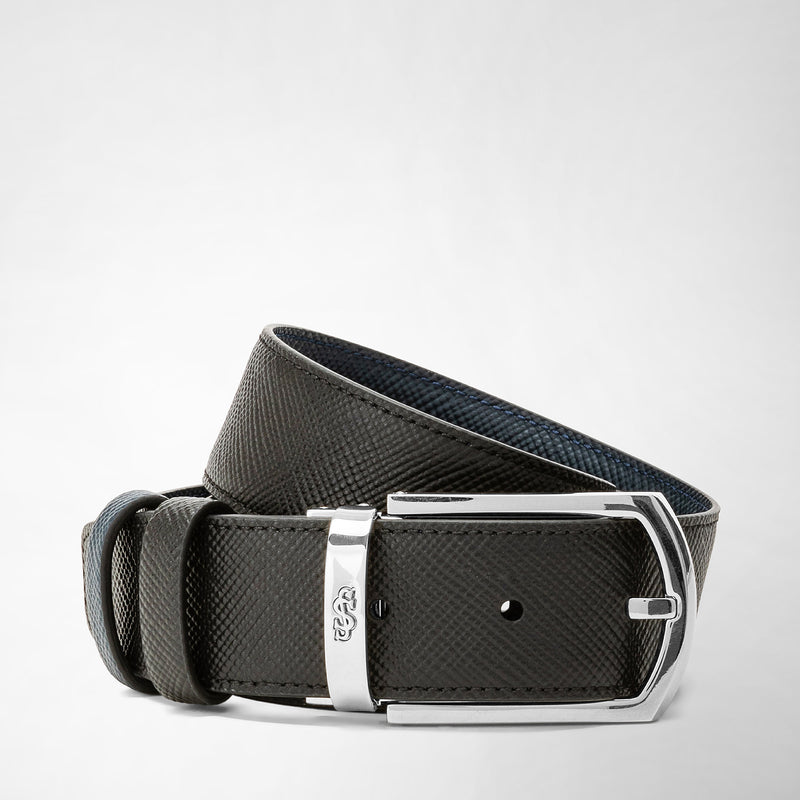 Serapian Cintura reversibile in pelle evoluzione nero-blu Promozione Limitata