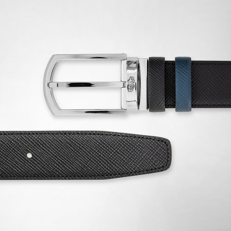Serapian Cintura reversibile in pelle evoluzione nero-blu Promozione Limitata