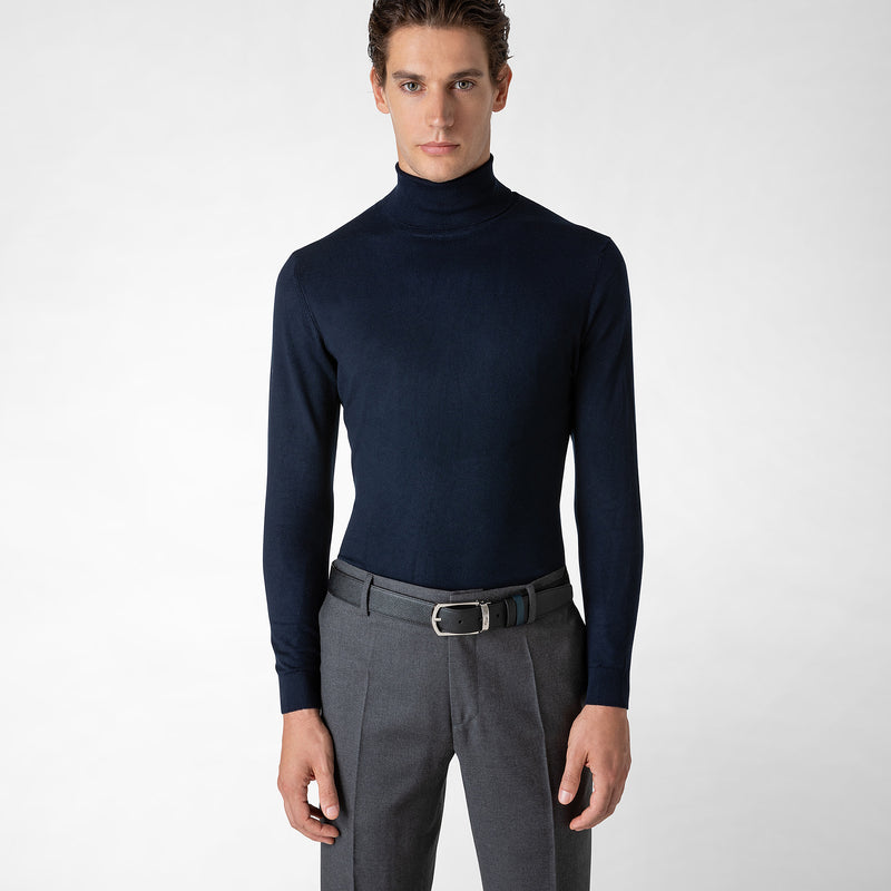 Serapian Cintura reversibile in pelle evoluzione nero-blu Promozione Limitata