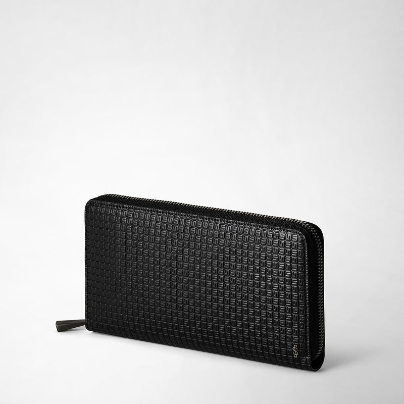 Serapian Portafoglio con zip in stepan nero-nero eclissi Shopping Online