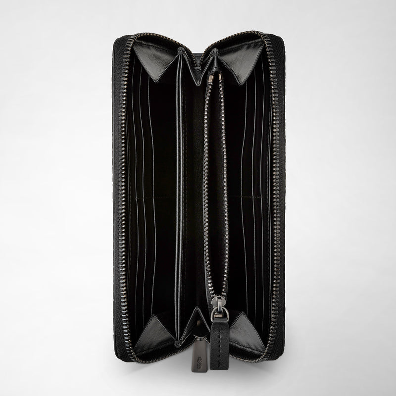 Serapian Portafoglio con zip in stepan nero-nero eclissi Shopping Online