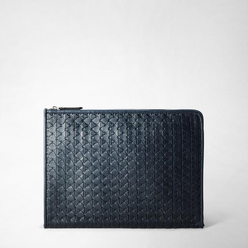 Serapian Compact document folio in mosaico navy blue Sottocosto