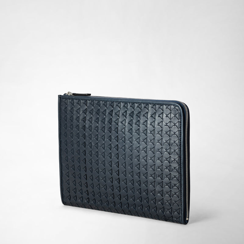 Serapian Compact document folio in mosaico navy blue Sottocosto