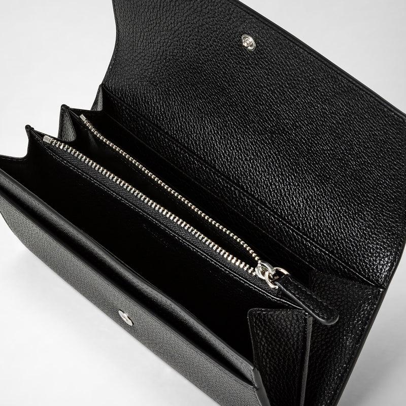 Serapian Portafoglio continental in pelle rugiada nero Economico