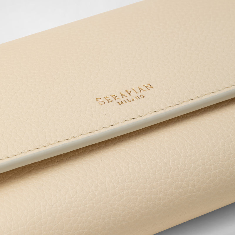 Serapian Portafoglio continental in pelle rugiada crema Outlet