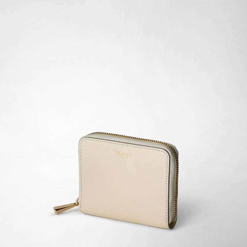 Serapian Small zip-around wallet in seta leather cream I Più Venduti