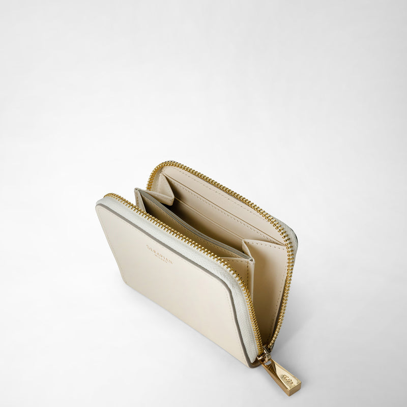 Serapian Small zip-around wallet in seta leather cream I Più Venduti