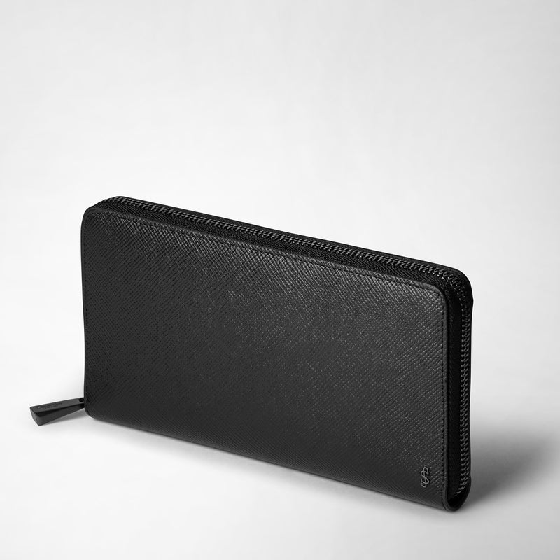 Serapian Zip-around wallet in evoluzione leather eclipse black Spedizione gratuita