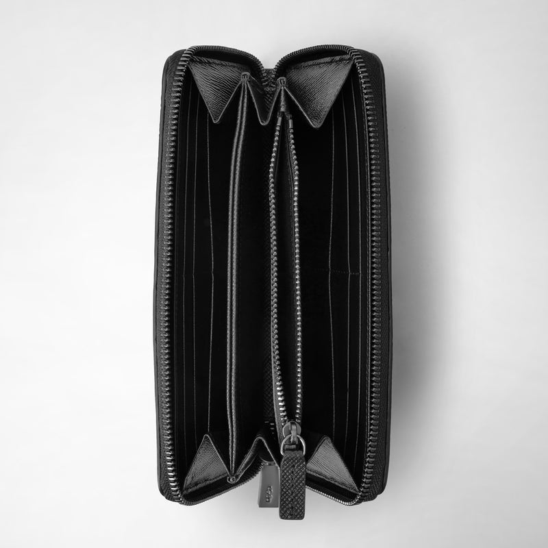 Serapian Zip-around wallet in evoluzione leather eclipse black Spedizione gratuita