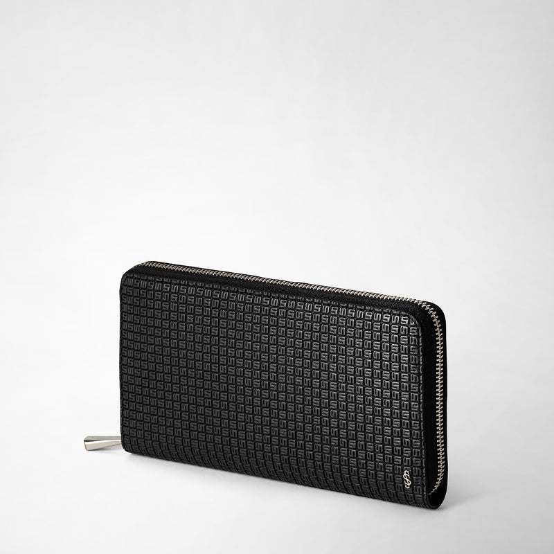 Serapian Portafoglio con zip in stepan asfalto-nero Offerta speciale