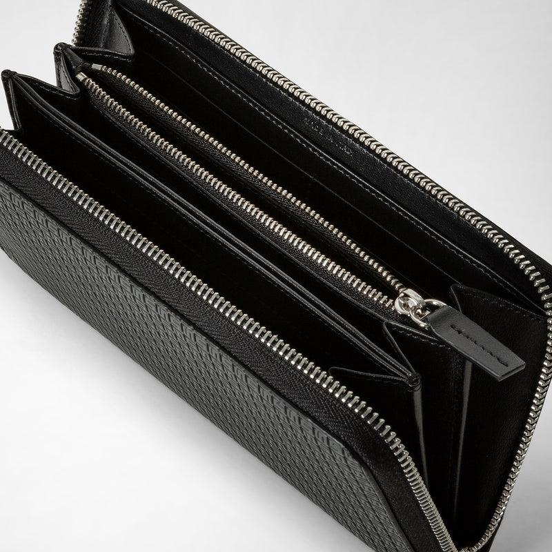 Serapian Portafoglio con zip in stepan asfalto-nero Offerta speciale