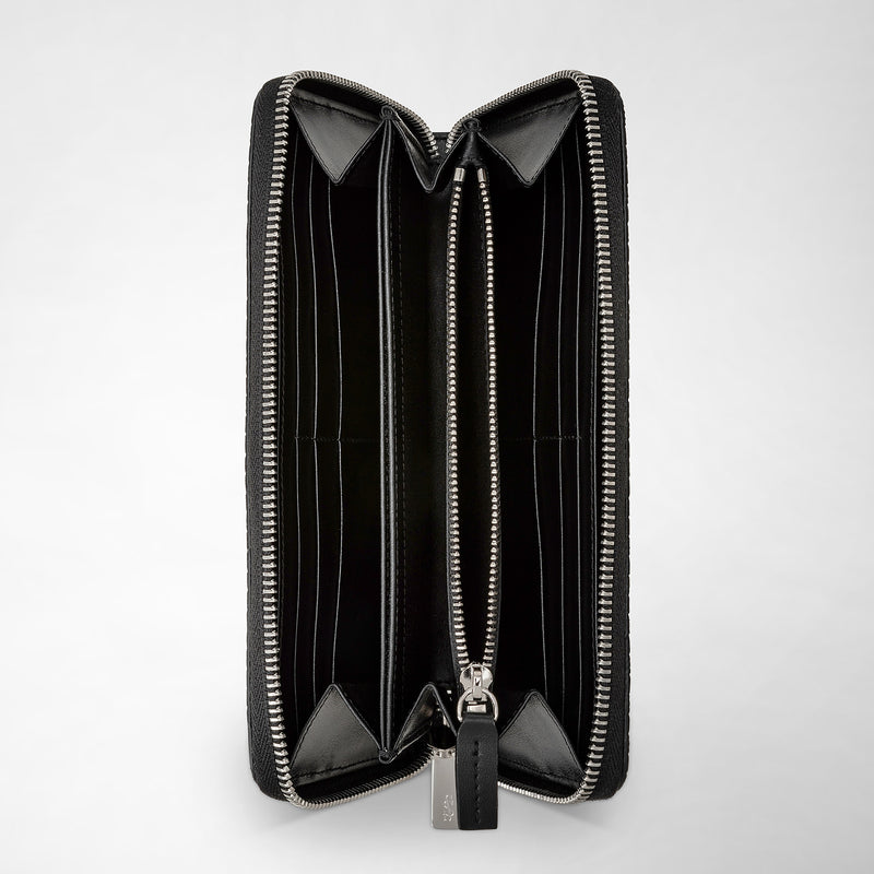 Serapian Portafoglio con zip in stepan asfalto-nero Offerta speciale