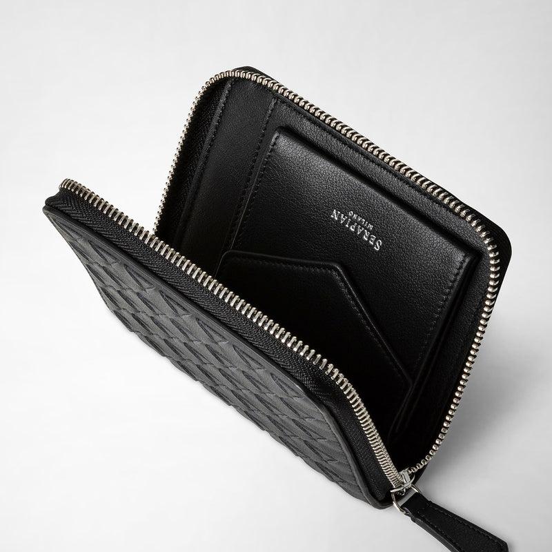 Serapian Mini zip wallet in mosaico black Comprare a buon mercato