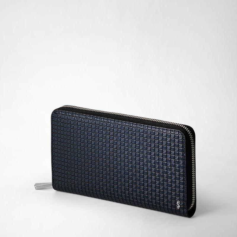 Serapian Portafoglio con zip in stepan blu oceano-nero Grande vendita