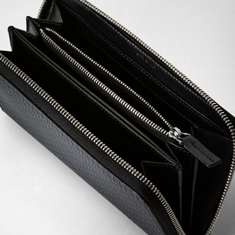 Serapian Portafoglio con zip in stepan blu oceano-nero Grande vendita