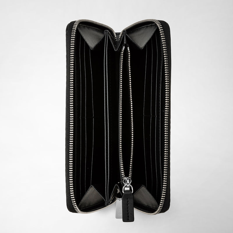 Serapian Portafoglio con zip in stepan blu oceano-nero Grande vendita