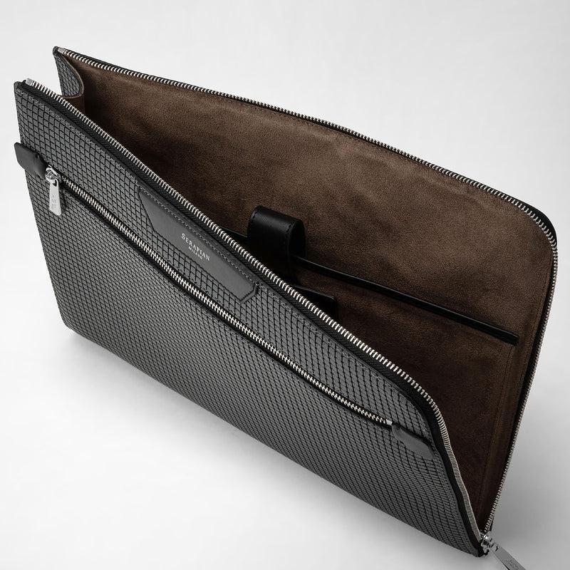 Serapian Portadocumenti in stepan asfalto-nero Flash Sale