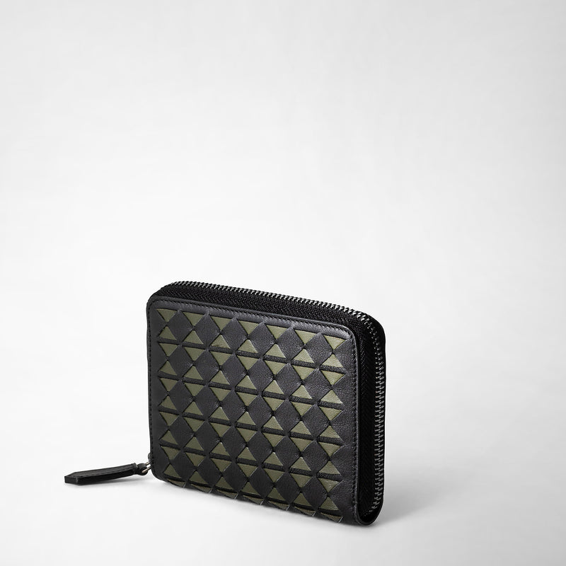 Serapian Mini zip wallet in mosaico eclipse black moss green Fornitura limitata