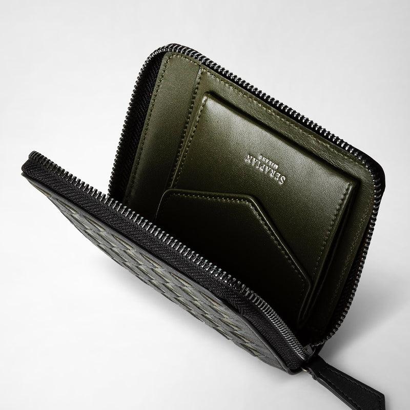Serapian Mini zip wallet in mosaico eclipse black moss green Fornitura limitata