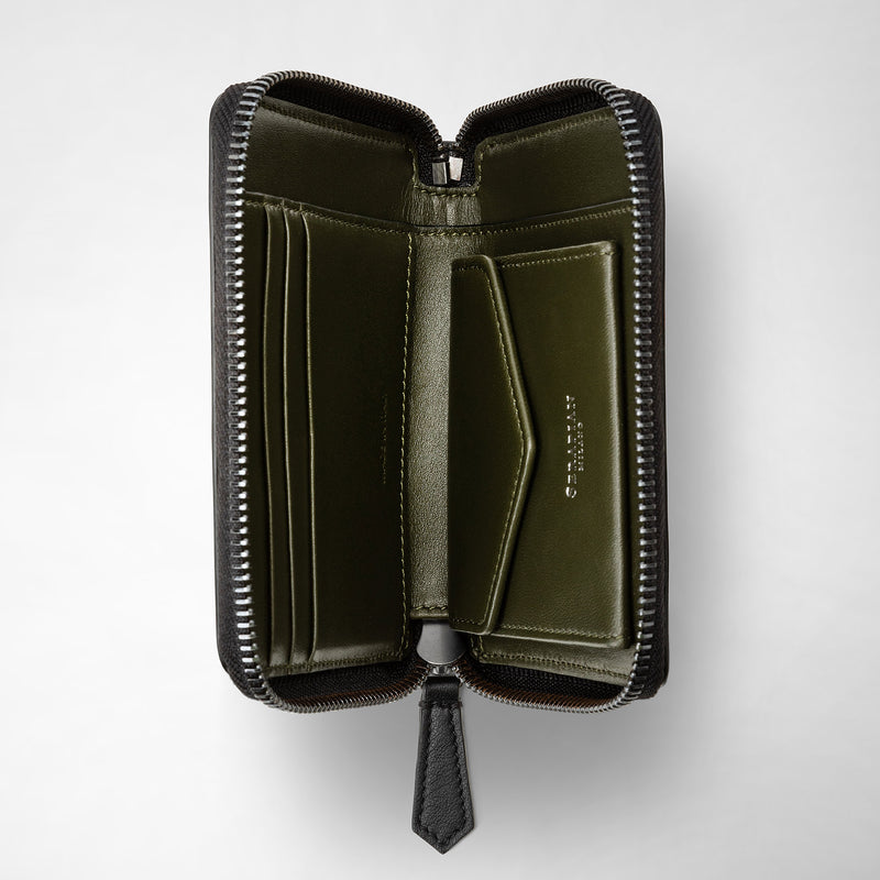 Serapian Mini zip wallet in mosaico eclipse black moss green Fornitura limitata