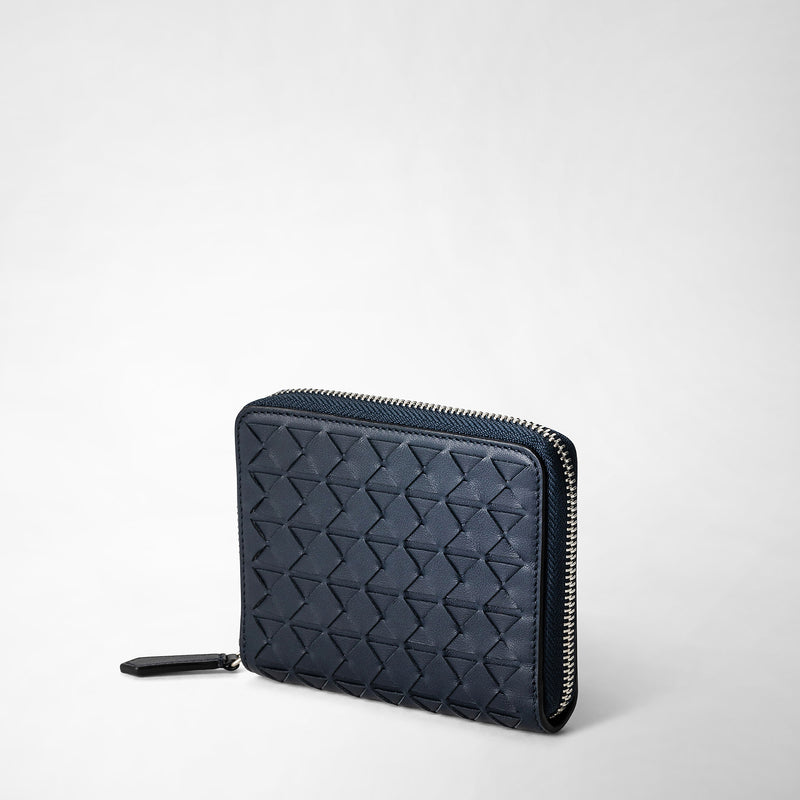 Serapian Mini zip wallet in mosaico navy blue Shopping online
