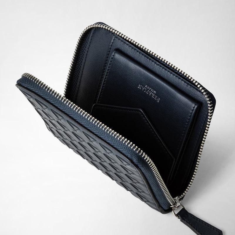 Serapian Mini zip wallet in mosaico navy blue Shopping online