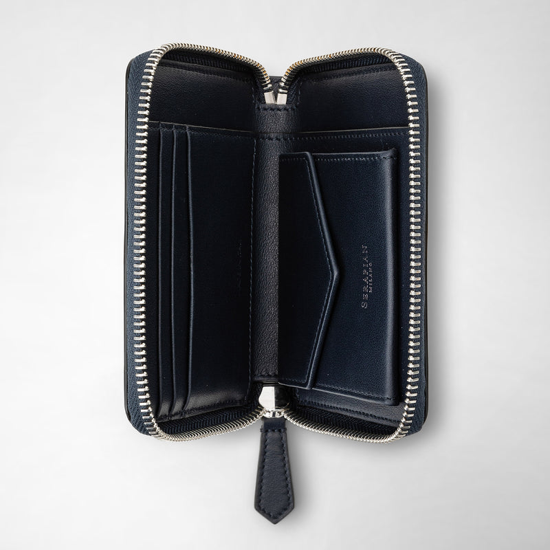 Serapian Mini zip wallet in mosaico navy blue Shopping online