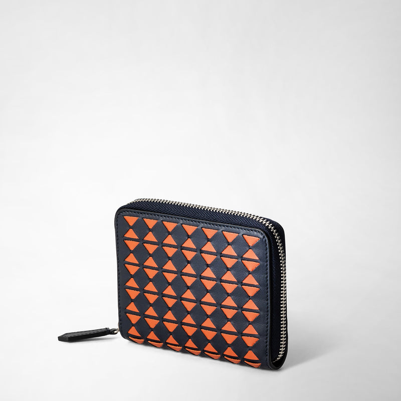 Serapian Mini zip wallet in mosaico navy blue orange Vendite stagionali