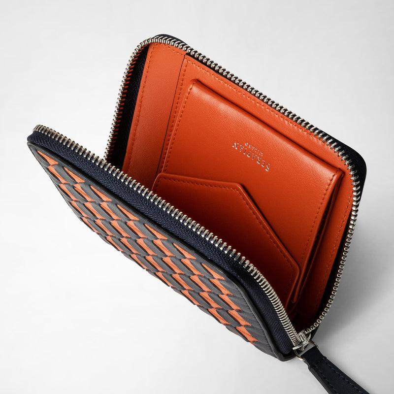 Serapian Mini zip wallet in mosaico navy blue orange Vendite stagionali