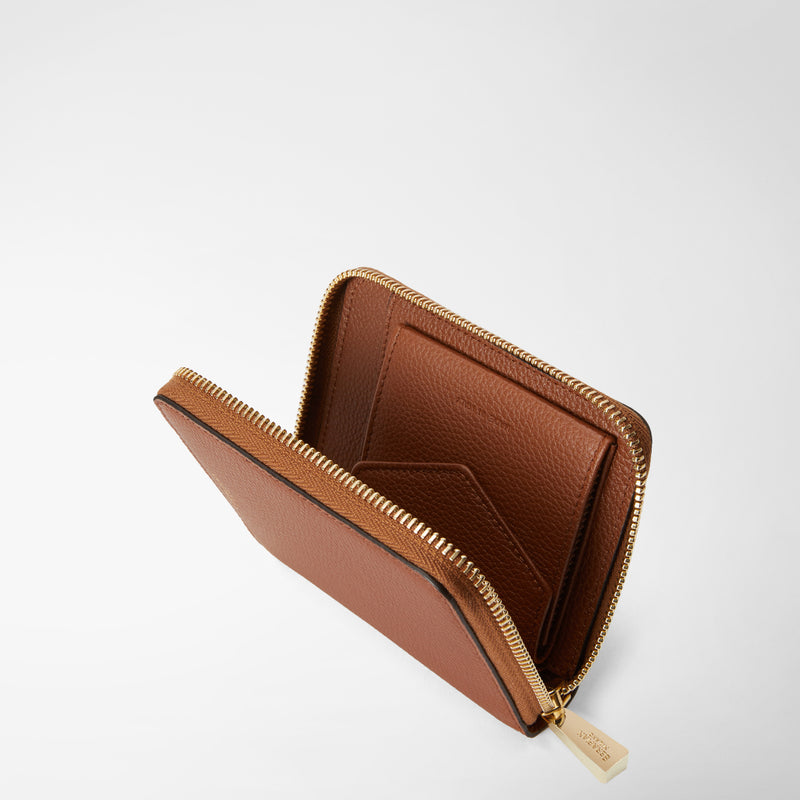 Serapian Portafoglio mini con zip in pelle rugiada cuoio Offerta Giorno del Papà