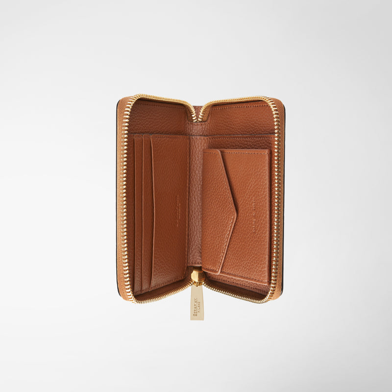 Serapian Portafoglio mini con zip in pelle rugiada cuoio Offerta Giorno del Papà
