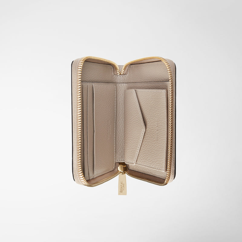 Serapian Portafoglio mini con zip in pelle rugiada sahara Offerta San Valentino