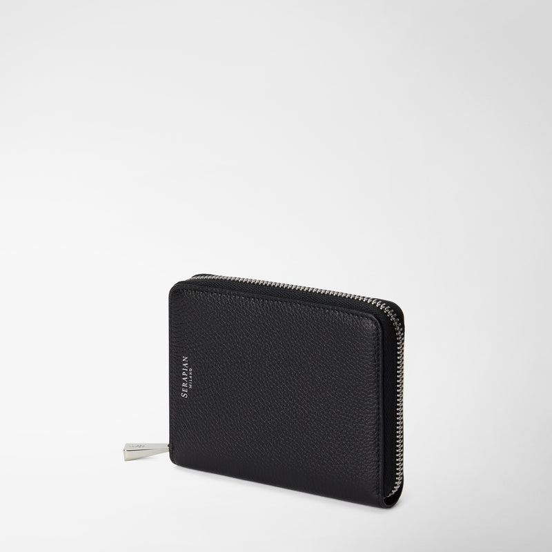 Serapian Portafoglio mini con zip in pelle rugiada nero Offerta Anniversario