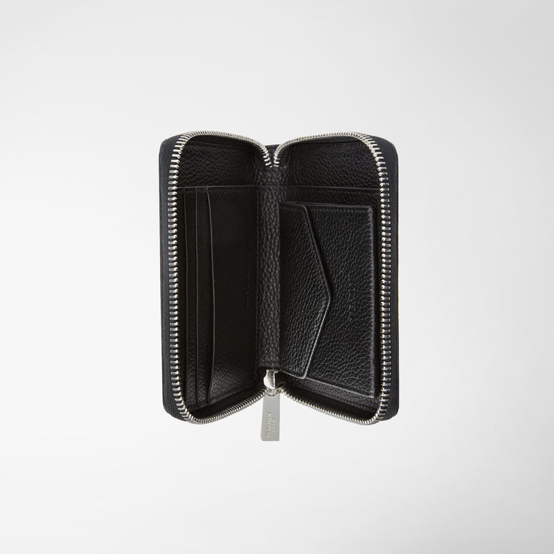 Serapian Portafoglio mini con zip in pelle rugiada nero Offerta Anniversario